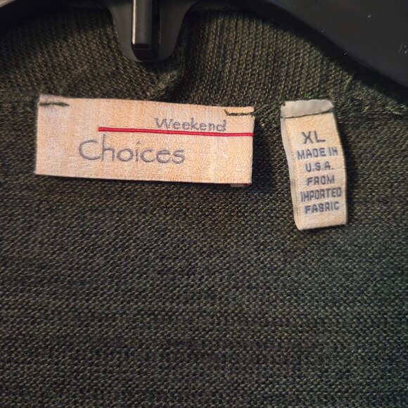Choices Knit Open Front Cardigan Lightweight Dark Green Size XL - Picture 3 of 8